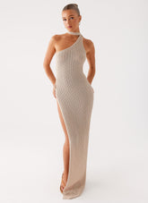 Carryn Knit Maxi Dress - Beige