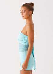 Lita Twist Mini Dress - Turquoise